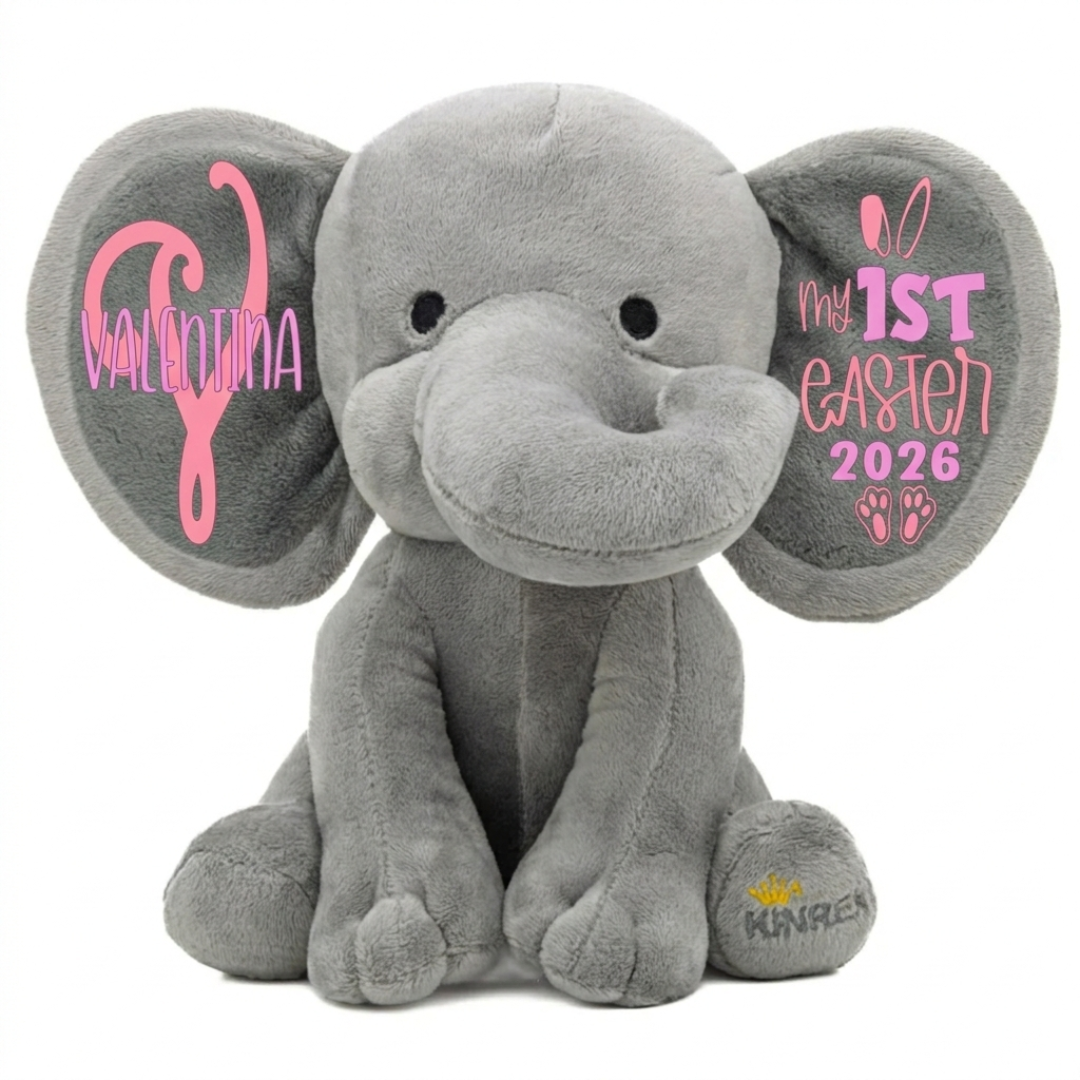 Personalized Elephant Stuffed Animal - My First Easter Elephant