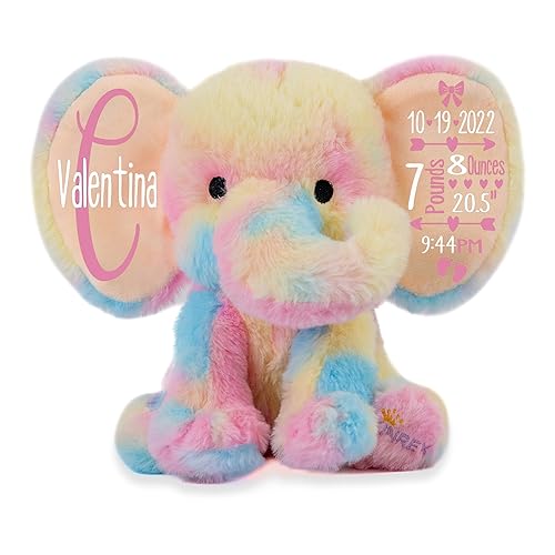 Personalized Elephant Stuffed Animal - Custom Birth Stats Announcement