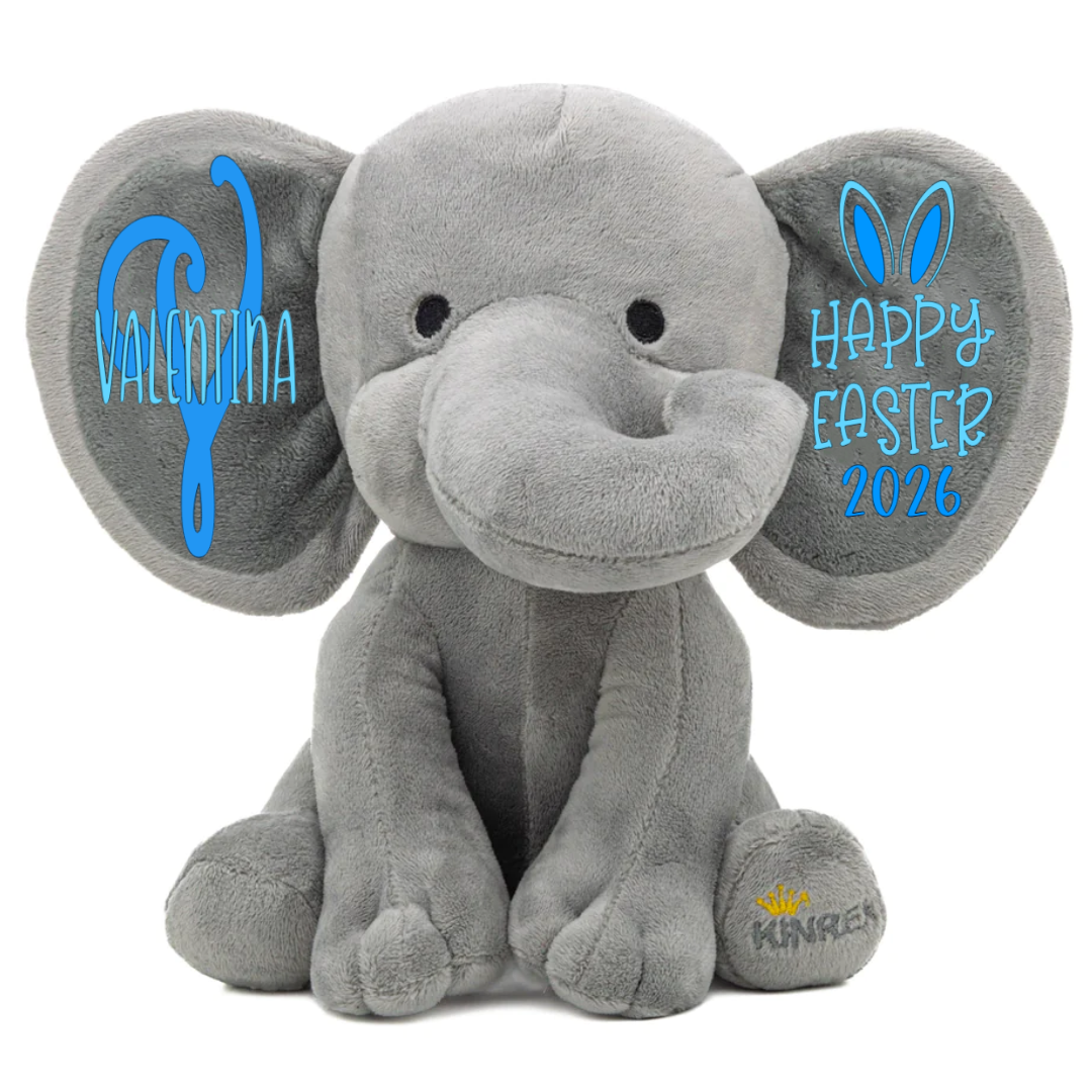 Personalized Elephant Stuffed Animal - Happy Easter Elephant