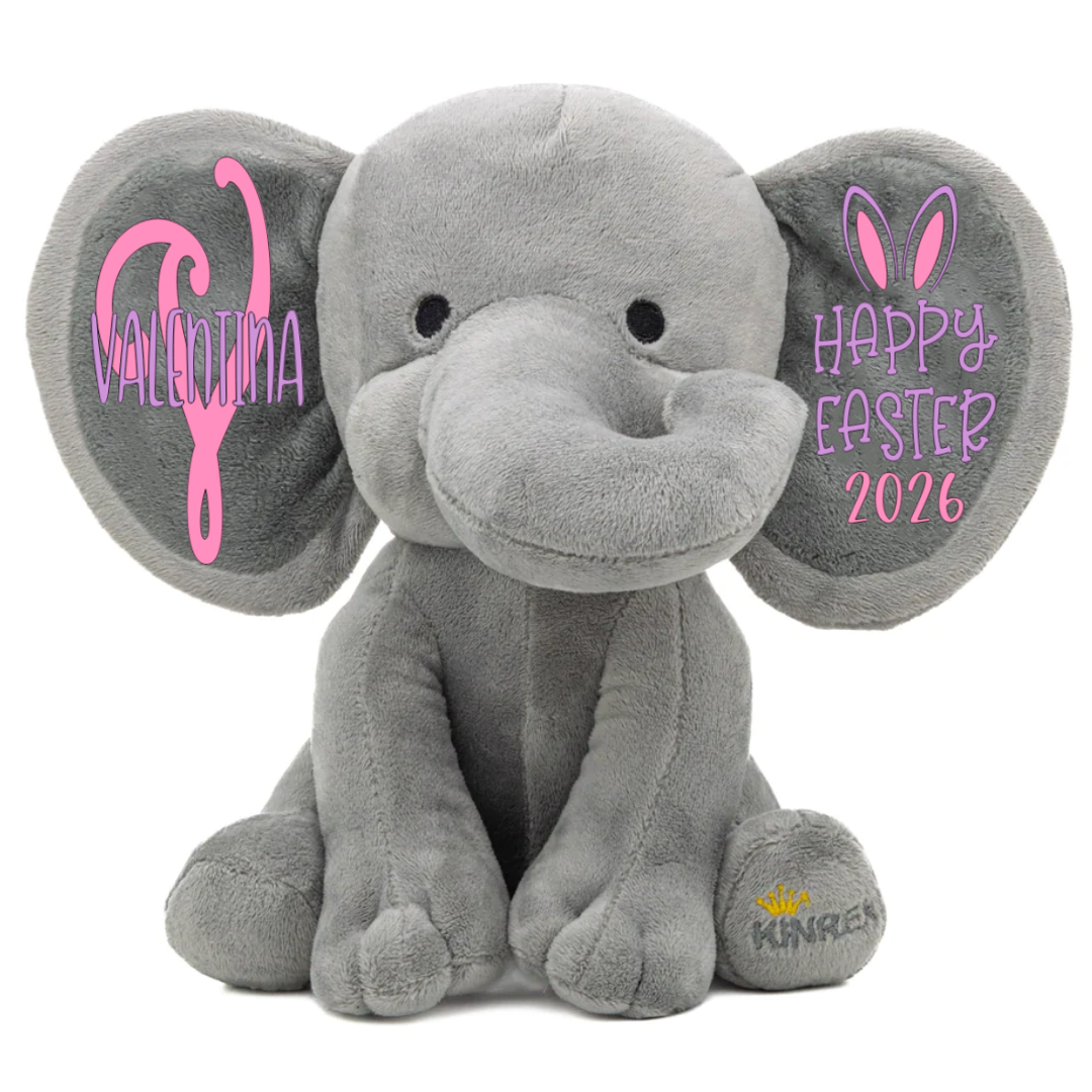Personalized Elephant Stuffed Animal - Happy Easter Elephant