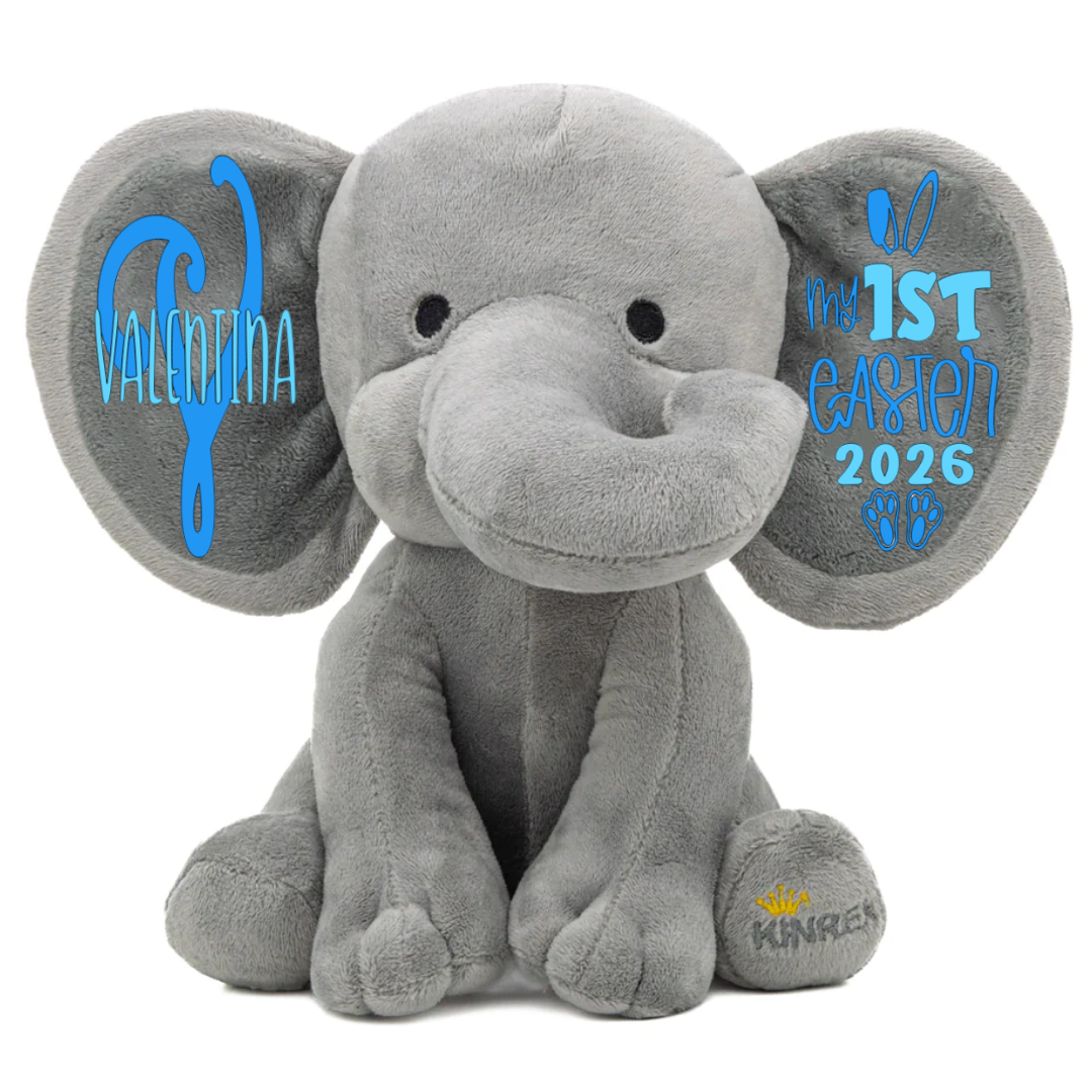 Personalized Elephant Stuffed Animal - My First Easter Elephant