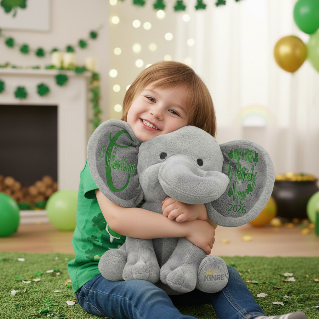 Personalized Elephant Stuffed Animal - My First St Patrick’s Day Elephant