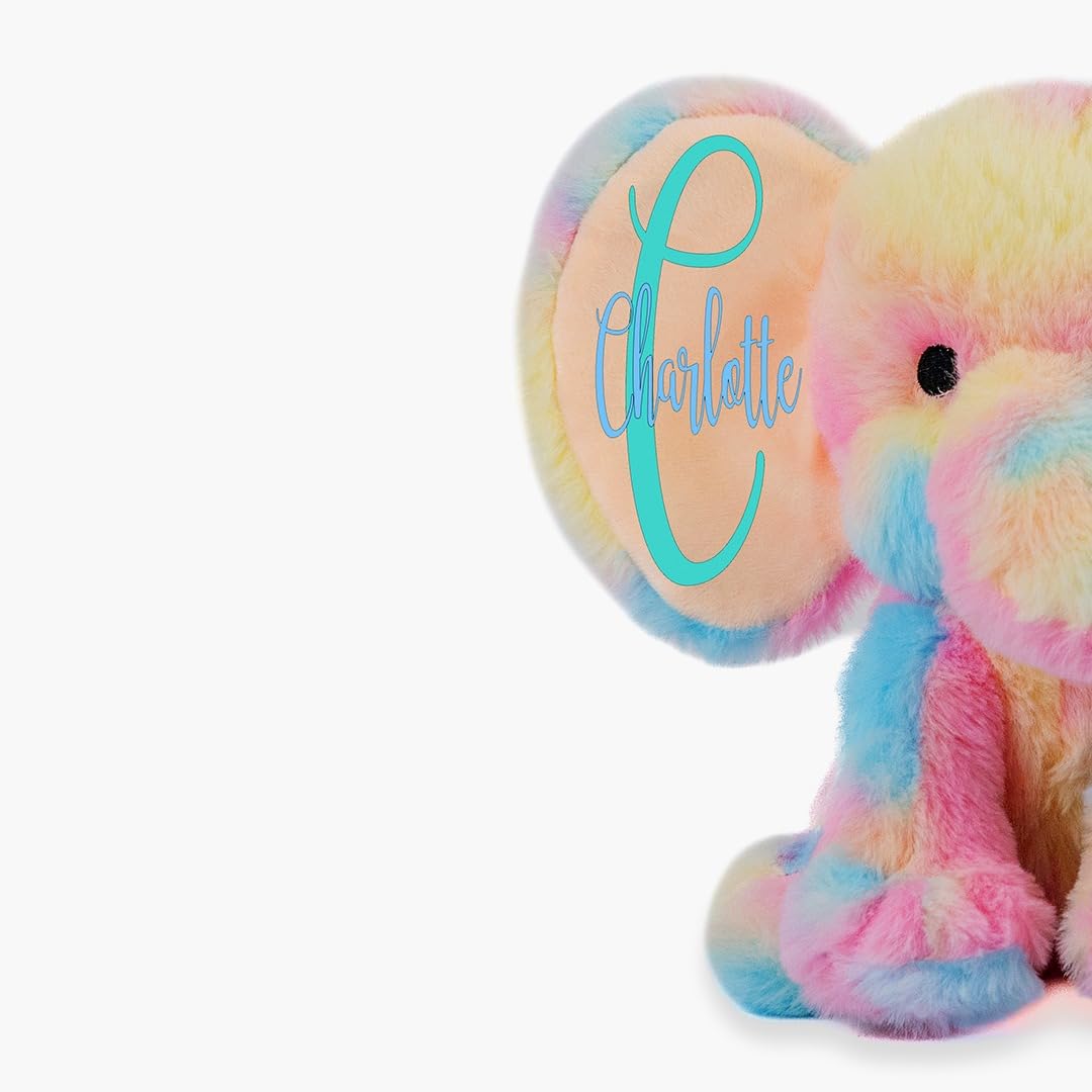 Personalized Elephant Stuffed Animal for Babies - Custom Rainbow Baby Keepsake