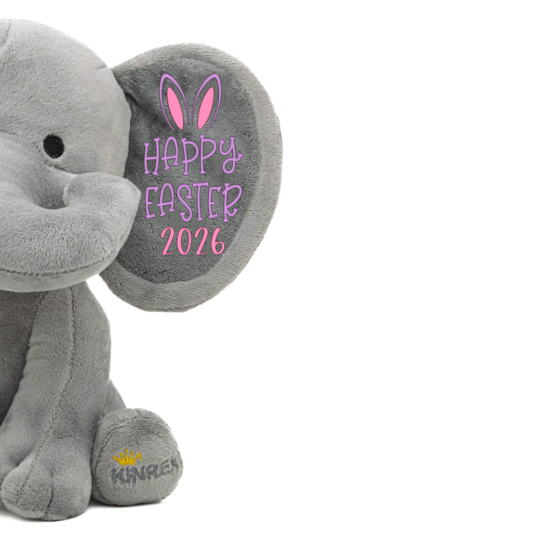 Personalized Elephant Stuffed Animal - Happy Easter Elephant