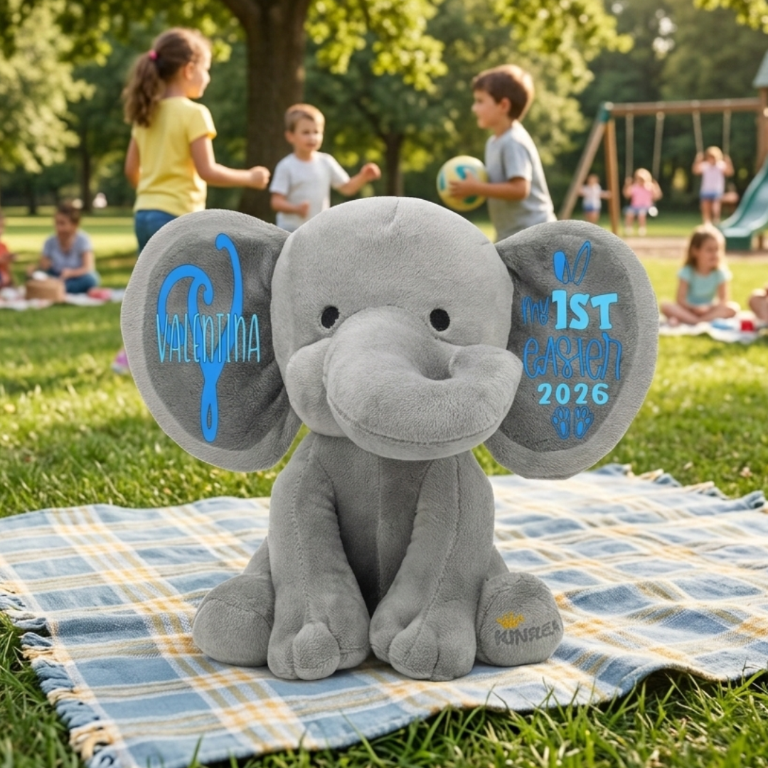 Personalized Elephant Stuffed Animal - My First Easter Elephant