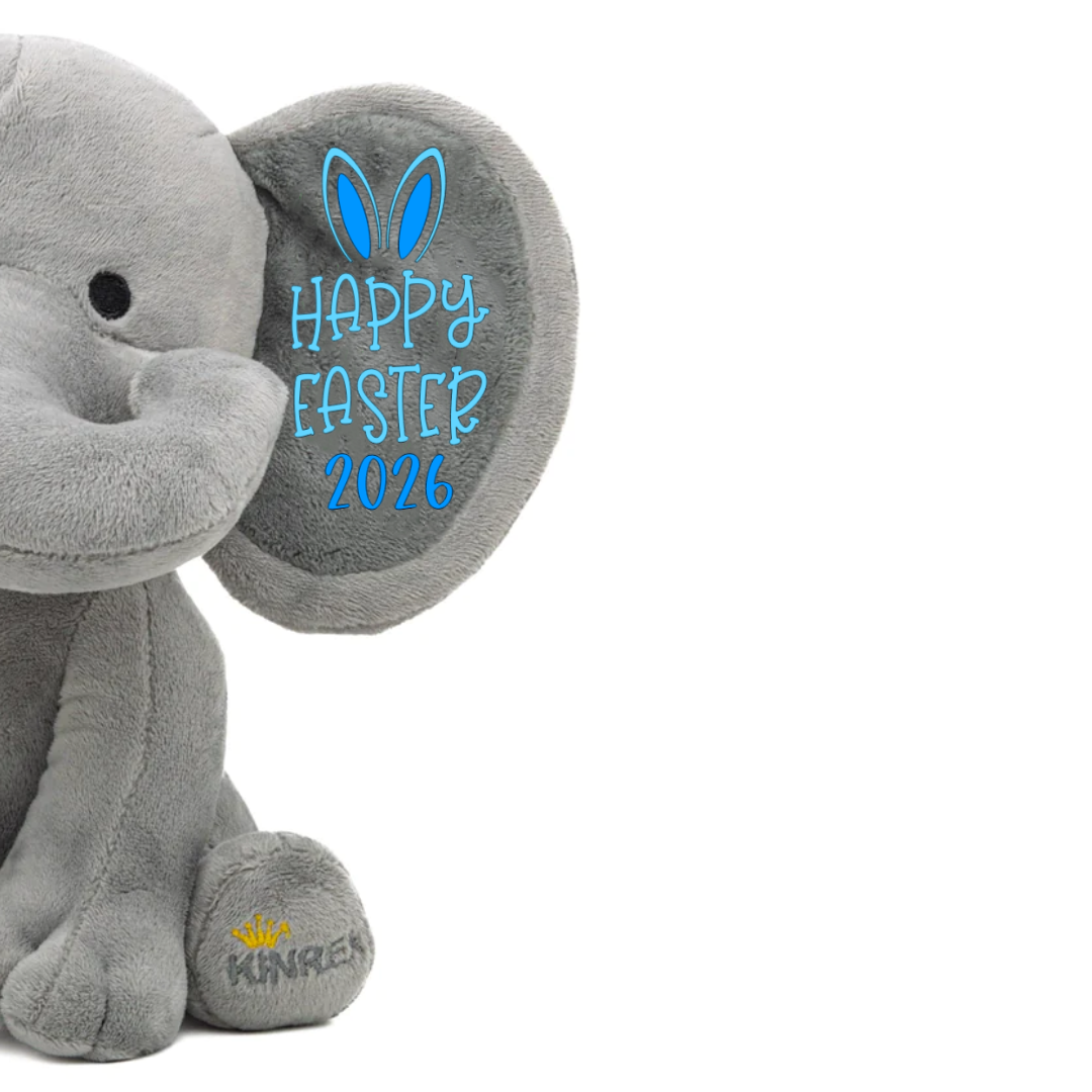Personalized Elephant Stuffed Animal - Happy Easter Elephant