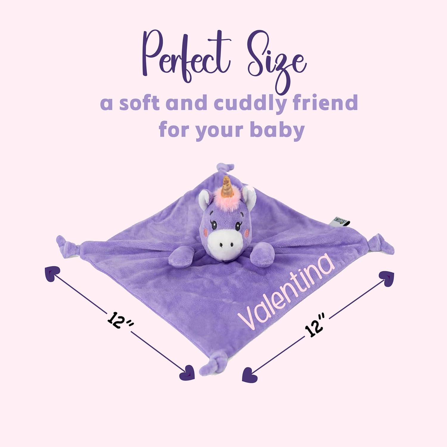 Personalized Unicorn Security Blanket for Babies 12"