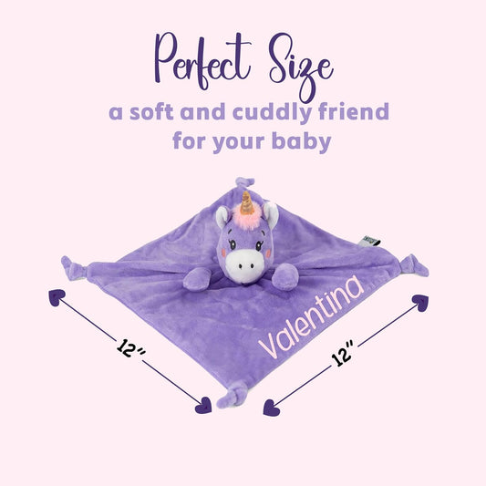 Personalized Unicorn Security Blanket for Babies 12"