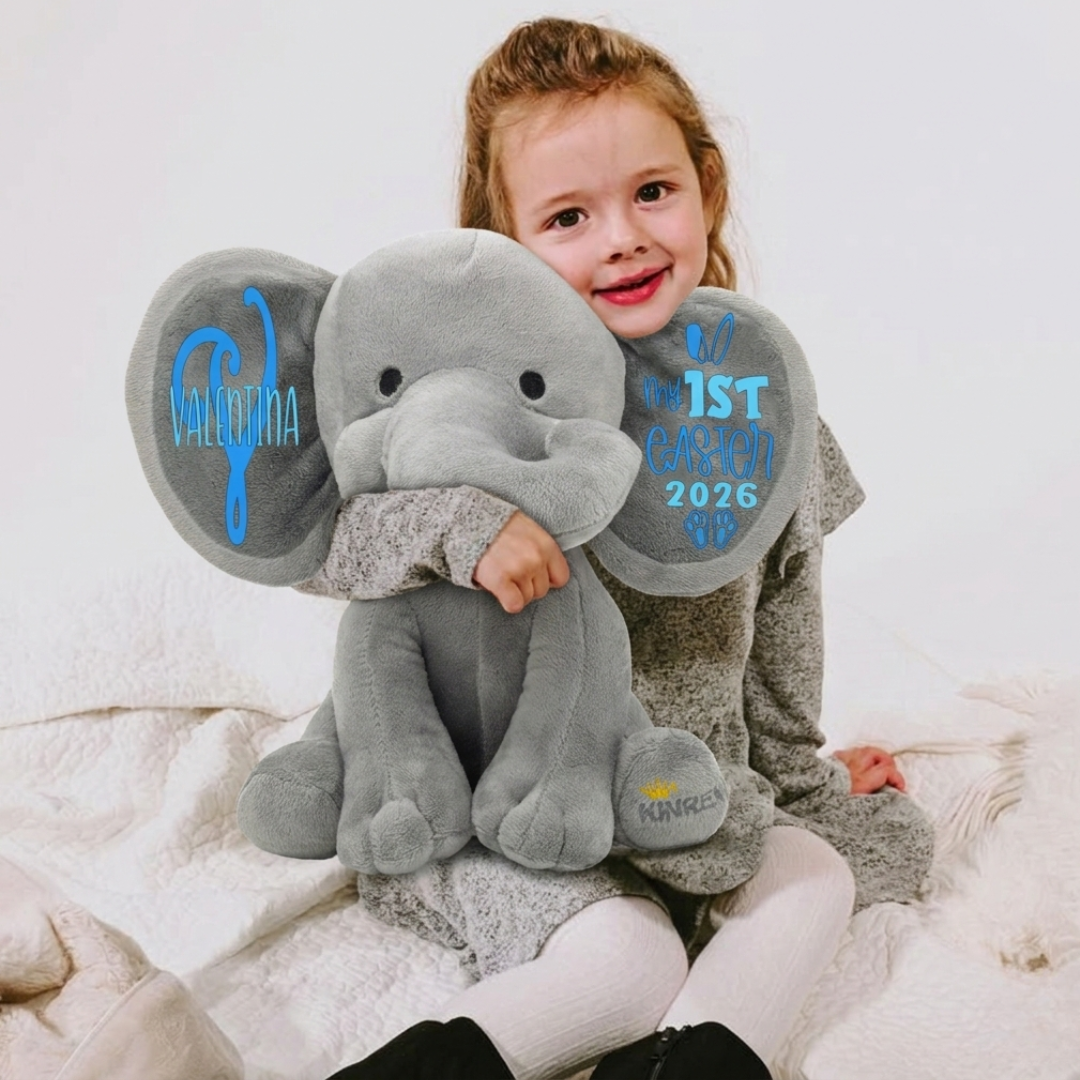 Personalized Elephant Stuffed Animal - My First Easter Elephant