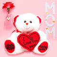 Load image into Gallery viewer, Personalized Mother's Day Teddy Bear for Mom - Customized Plush Bear with Heart Pillow "I LOVE YOU MOM"
