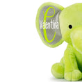 Load image into Gallery viewer, Personalized Elephant Stuffed Animal - Custom Birth Stats Announcement - Green
