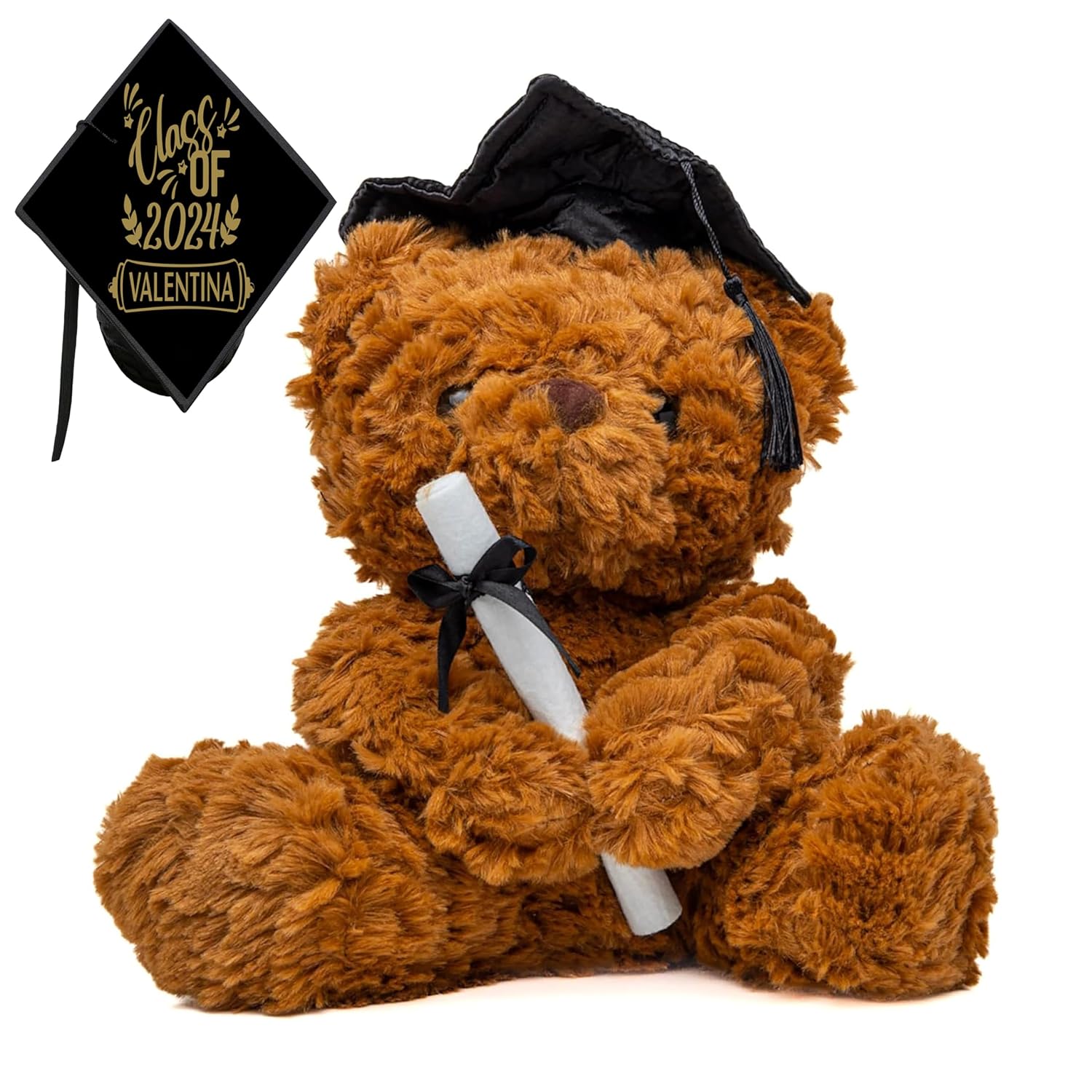 Personalized Graduation Teddy Bear 2024 - Class of 2024 Cap with Name