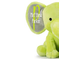 Load image into Gallery viewer, Personalized Elephant Stuffed Animal - Custom Birth Stats Announcement - Green
