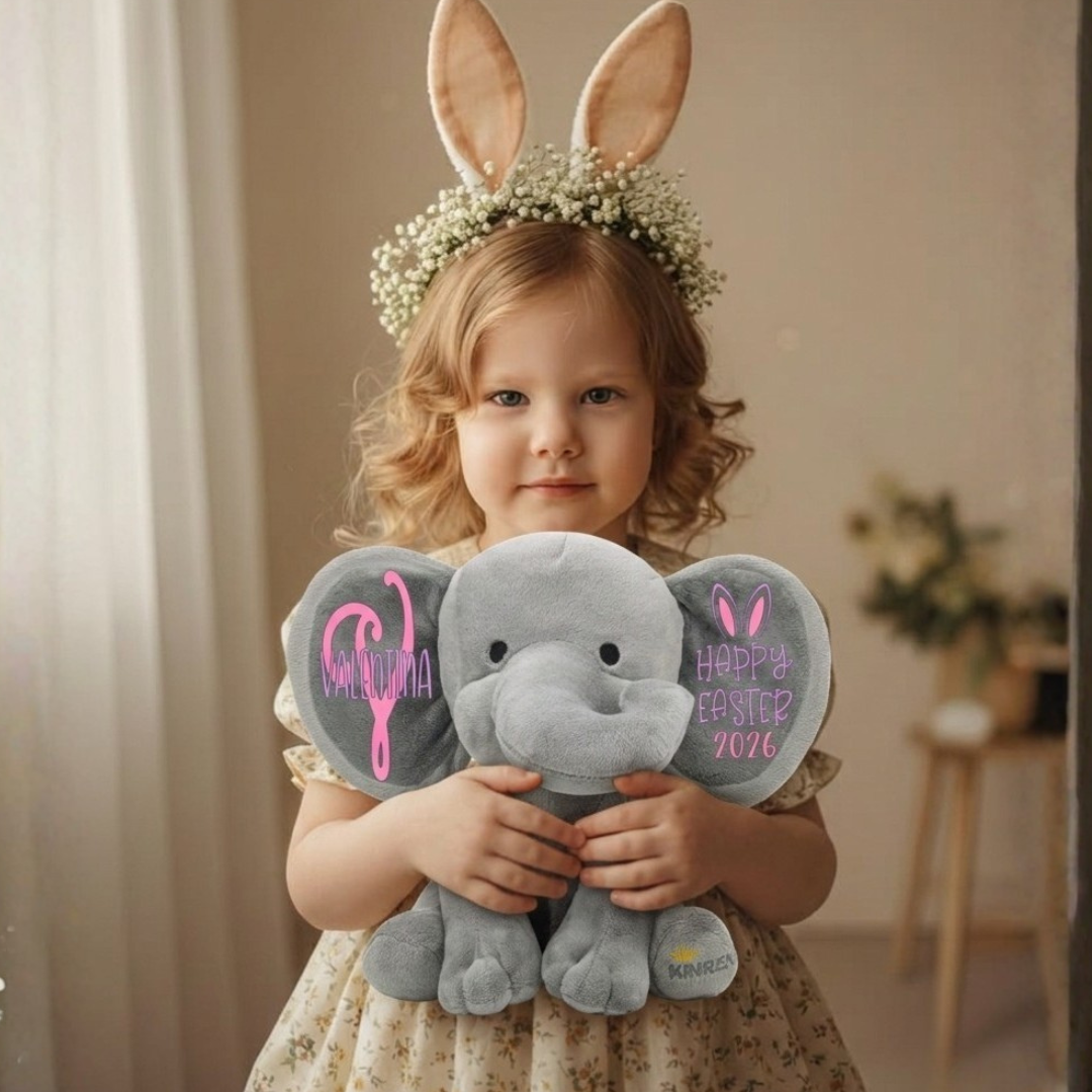 Personalized Elephant Stuffed Animal - Happy Easter Elephant
