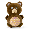 Load image into Gallery viewer, Personalized Birth Stats Brown Stuffed Teddy Bear
