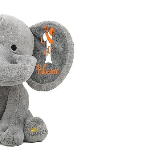 My First Halloween Day Personalized Elephant Stuffed Animal Gray 9 Inches