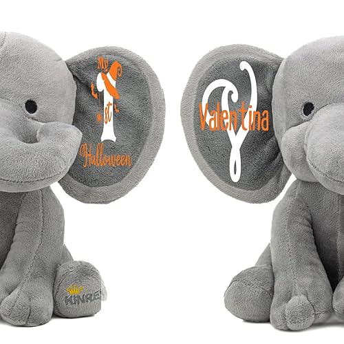 My First Halloween Day Personalized Elephant Stuffed Animal Gray 9 Inches