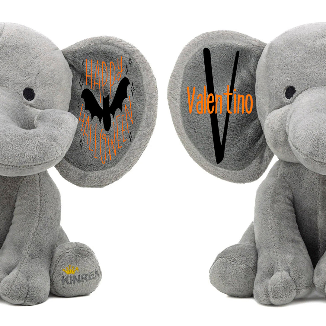 Personalized Elephant Stuffed Animal - Happy Halloween Day Elephant