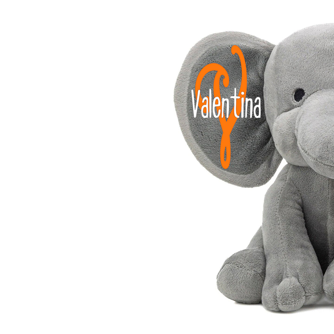 Personalized Elephant Stuffed Animal - Happy Halloween 2024 Day Elephant, Gray 9 Inches