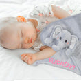 Load image into Gallery viewer, Personalized Elephant Security Blanket for Babies 12"
