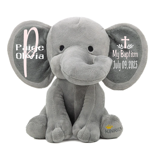 Personalized Elephant Stuffed Animal - Baptism