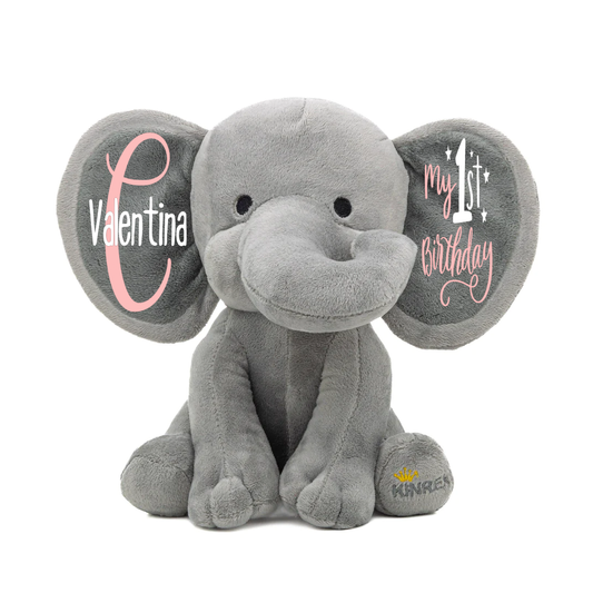 Personalized Elephant Stuffed Animal - My First Birthday