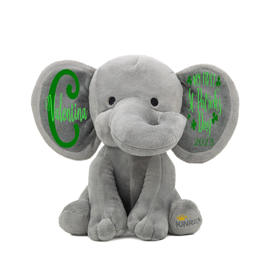 Personalized Elephant Stuffed Animal - My First St Patrick’s Day Elephant