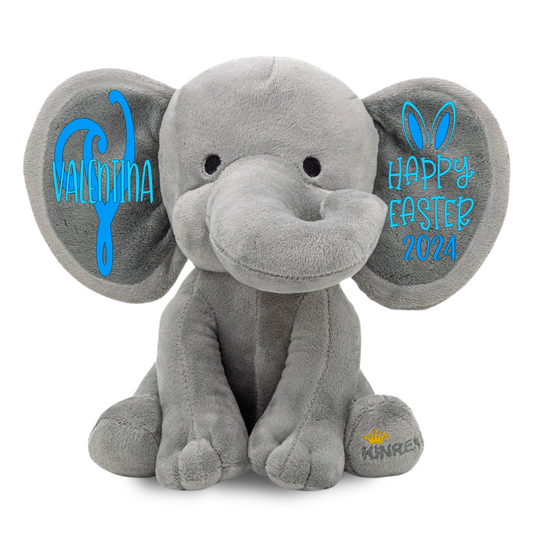Personalized Elephant Stuffed Animal - Happy Easter Elephant