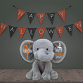 Load image into Gallery viewer, Personalized Elephant Stuffed Animal - Happy Halloween 2025 Day Elephant, Gray 9 Inches
