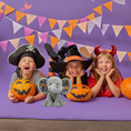 Load image into Gallery viewer, Personalized Elephant Stuffed Animal - Happy Halloween 2025 Day Elephant, Gray 9 Inches
