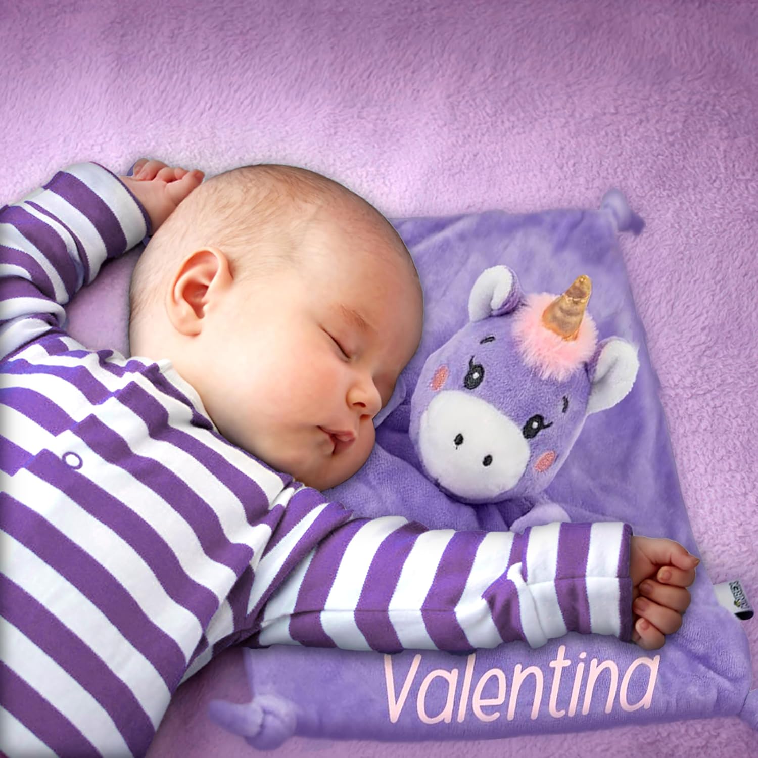 Personalized Unicorn Security Blanket for Babies 12"