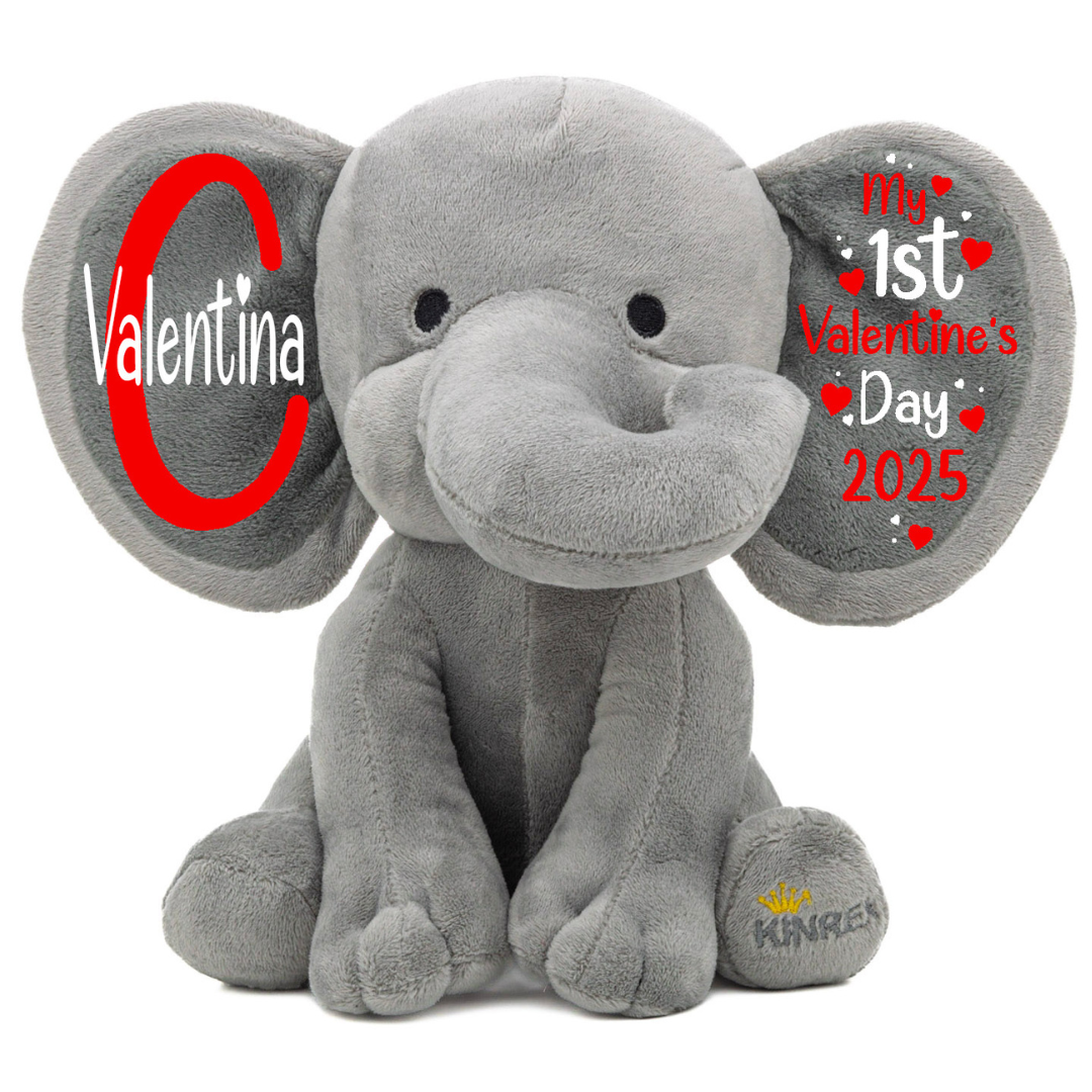 Personalized Elephant Stuffed Animal - My First Valentine’s