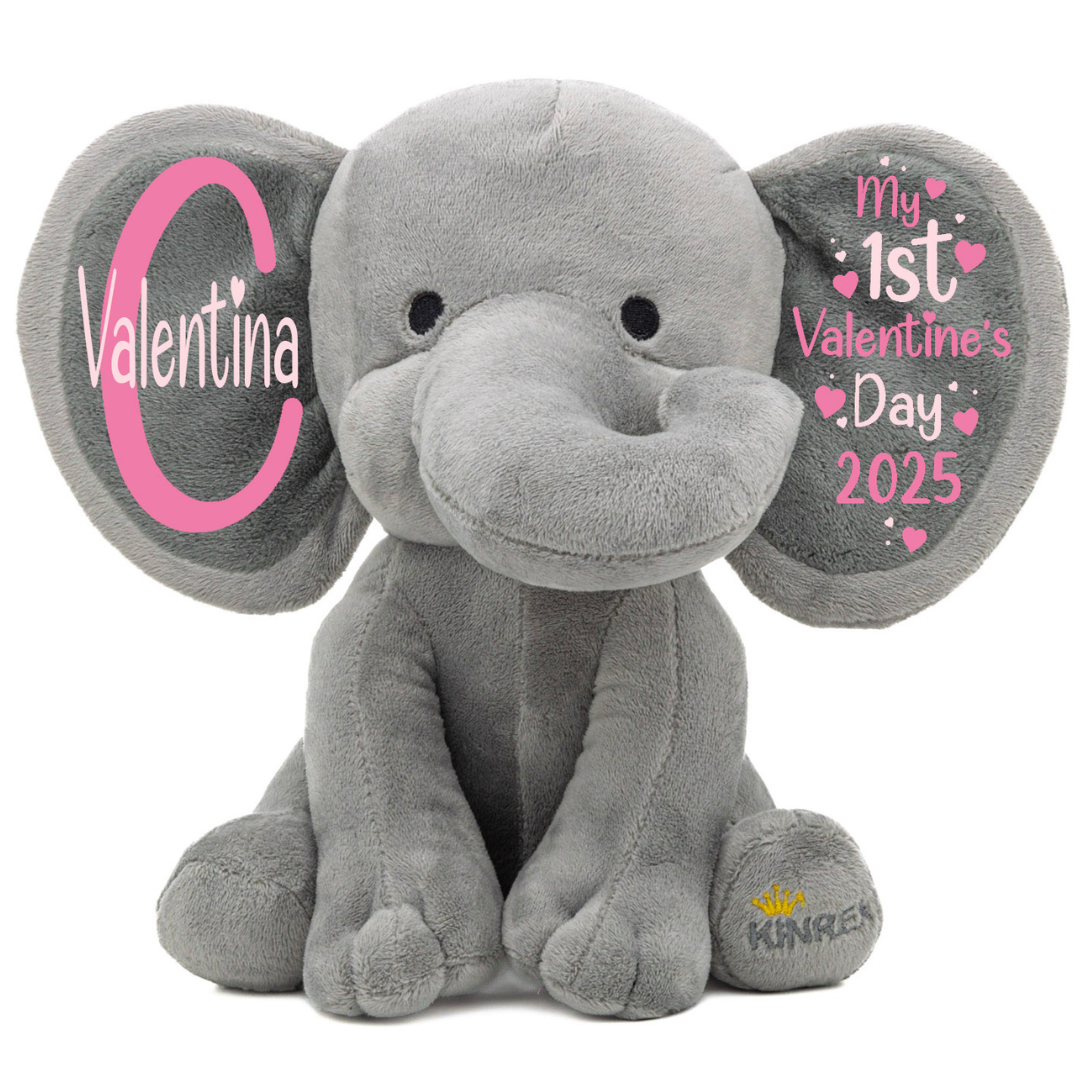 Personalized Elephant Stuffed Animal - My First Valentine’s