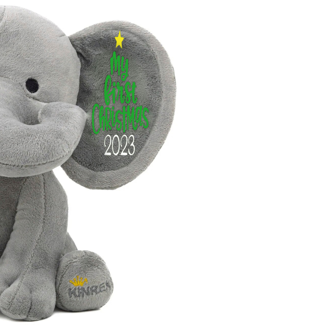 Personalized Elephant Stuffed Animal - My First Christmas Day Elephant Plush Toy