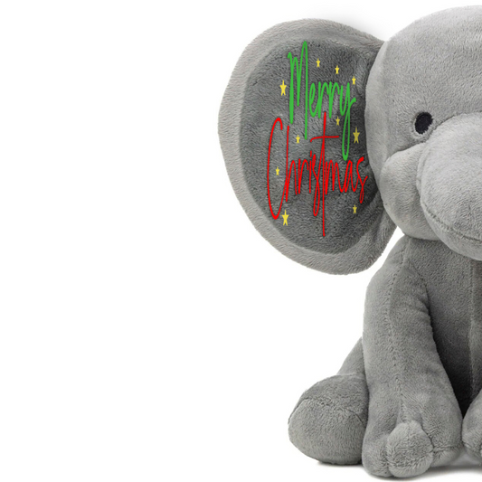 Personalized Elephant Stuffed Animal - Merry Christmas Day Elephant Plush Toy