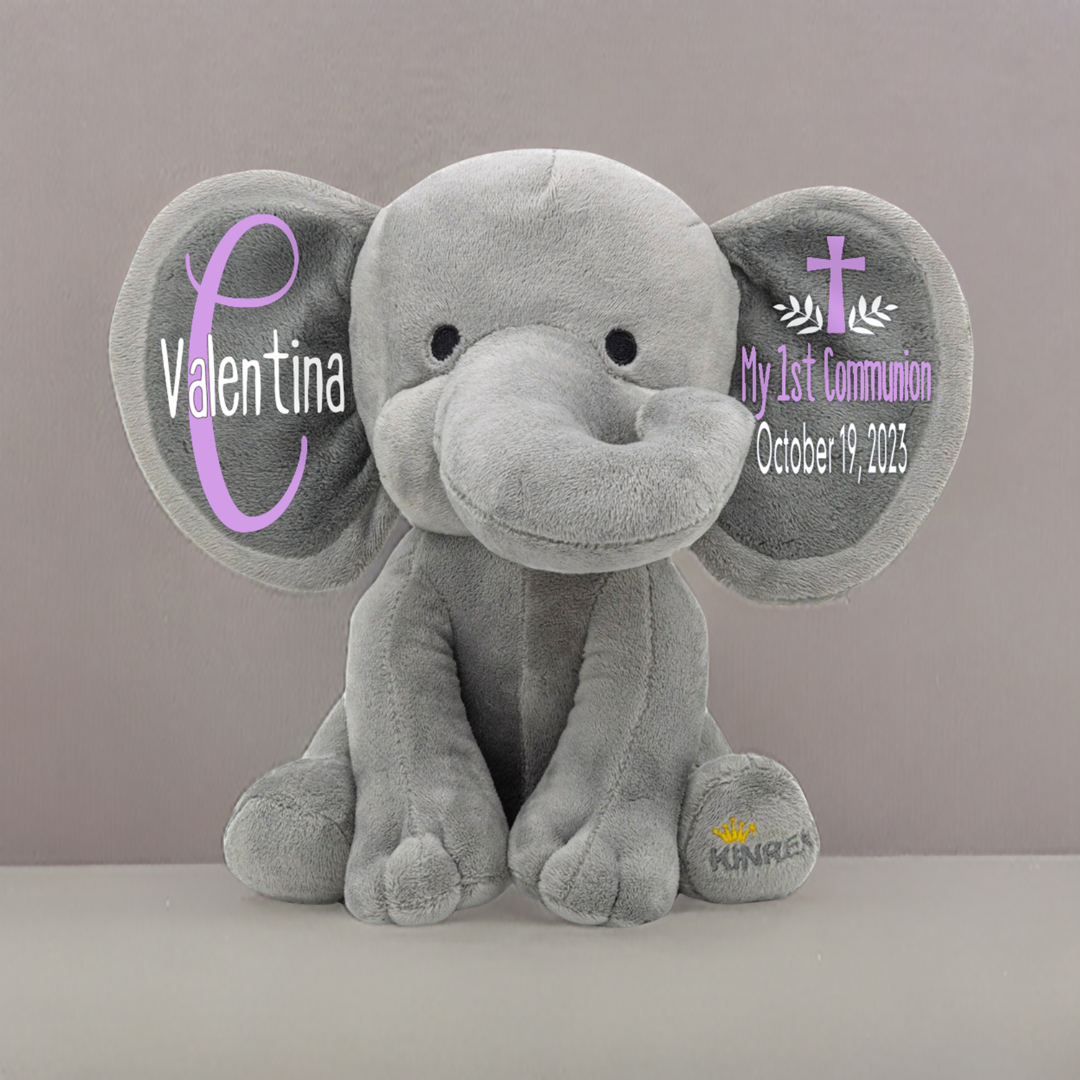 Personalized Elephant Stuffed Animal - My 1st Communion