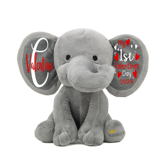 Personalized Elephant Stuffed Animal - My First Valentine’s