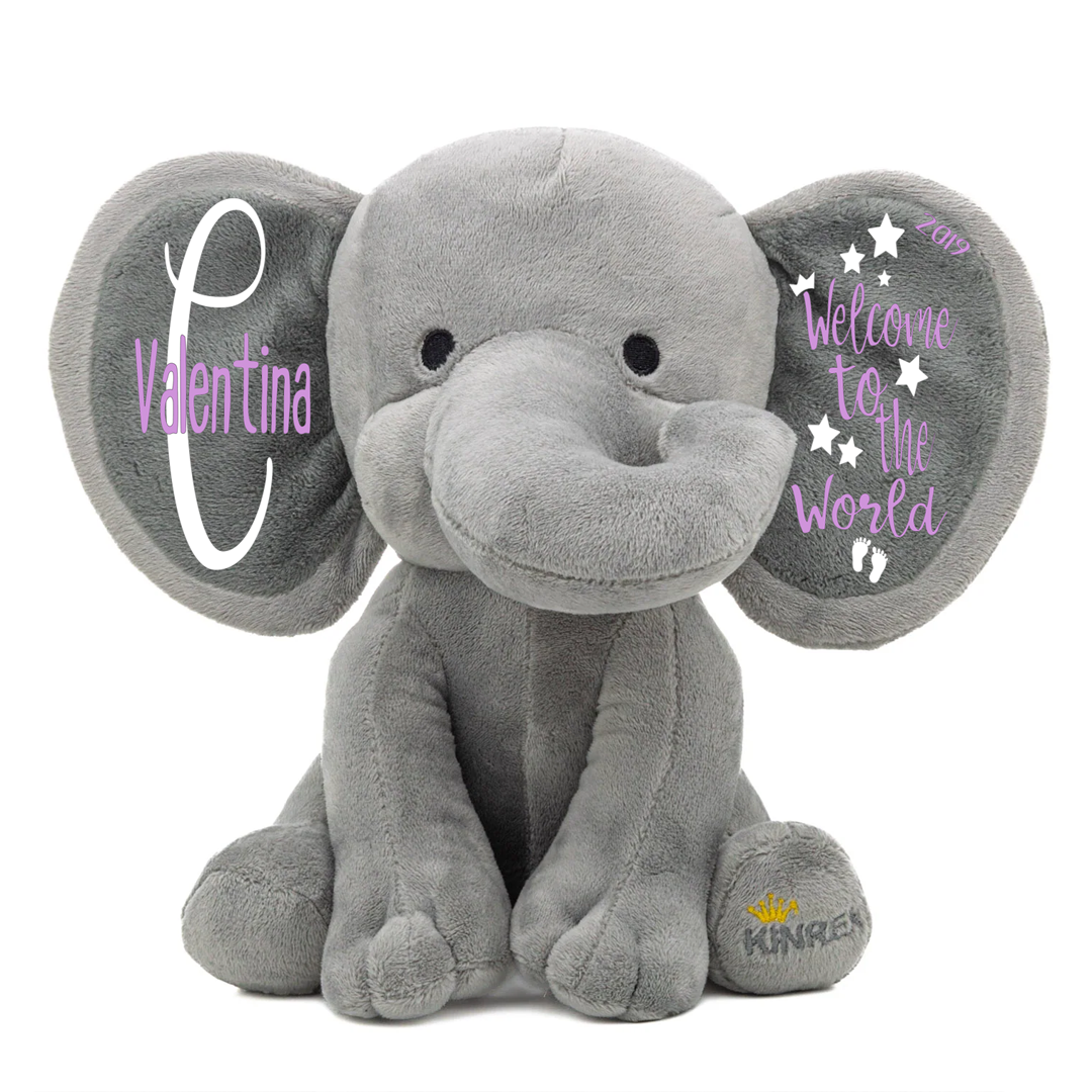 Personalized Stuffed Elephant Plush - Custom Welcome Baby