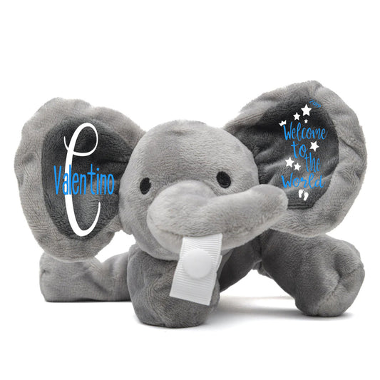 Custom Pacifier Stuff Elephants - Gray 7.09"