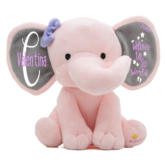 Personalized Stuffed Elephant Plush - Custom Welcome baby