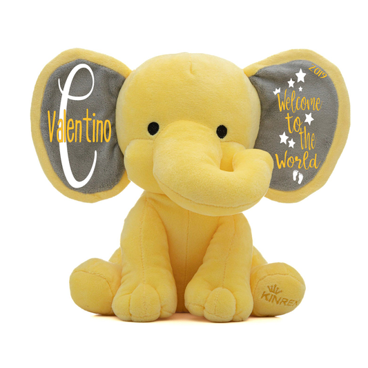 Personalized Stuffed Elephant Plush - Custom Welcome Baby