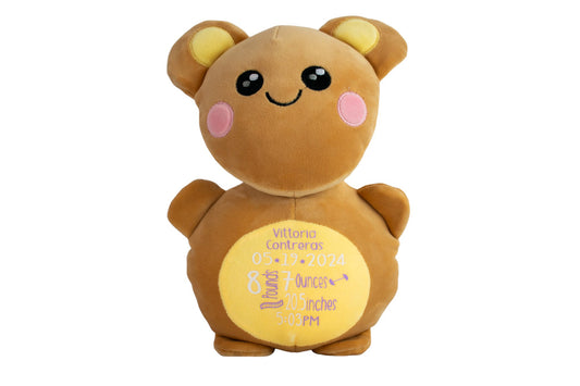 Personalized Birth Stats Light Brown Stuffed Teddy Bear