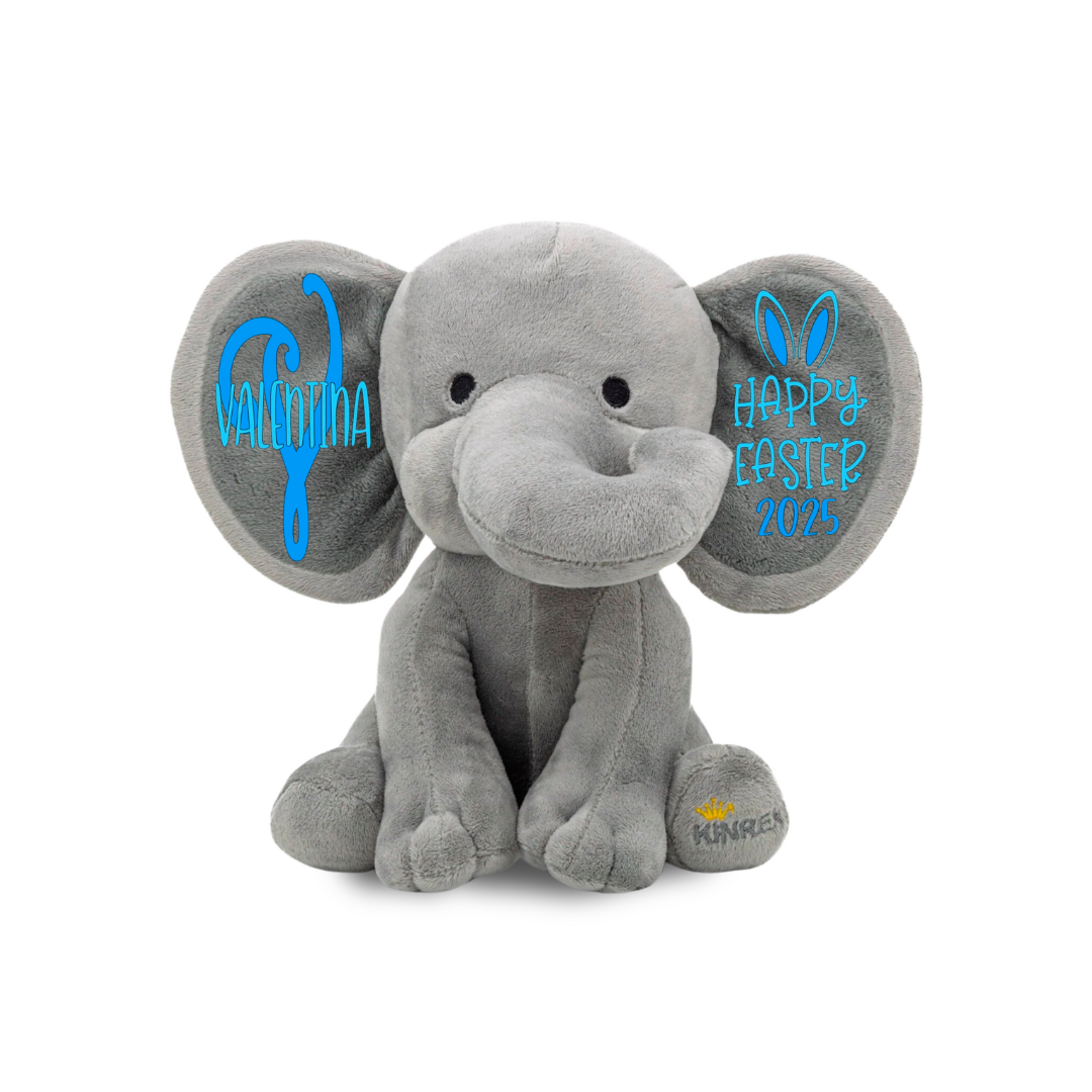 Personalized Elephant Stuffed Animal - Happy Easter Elephant