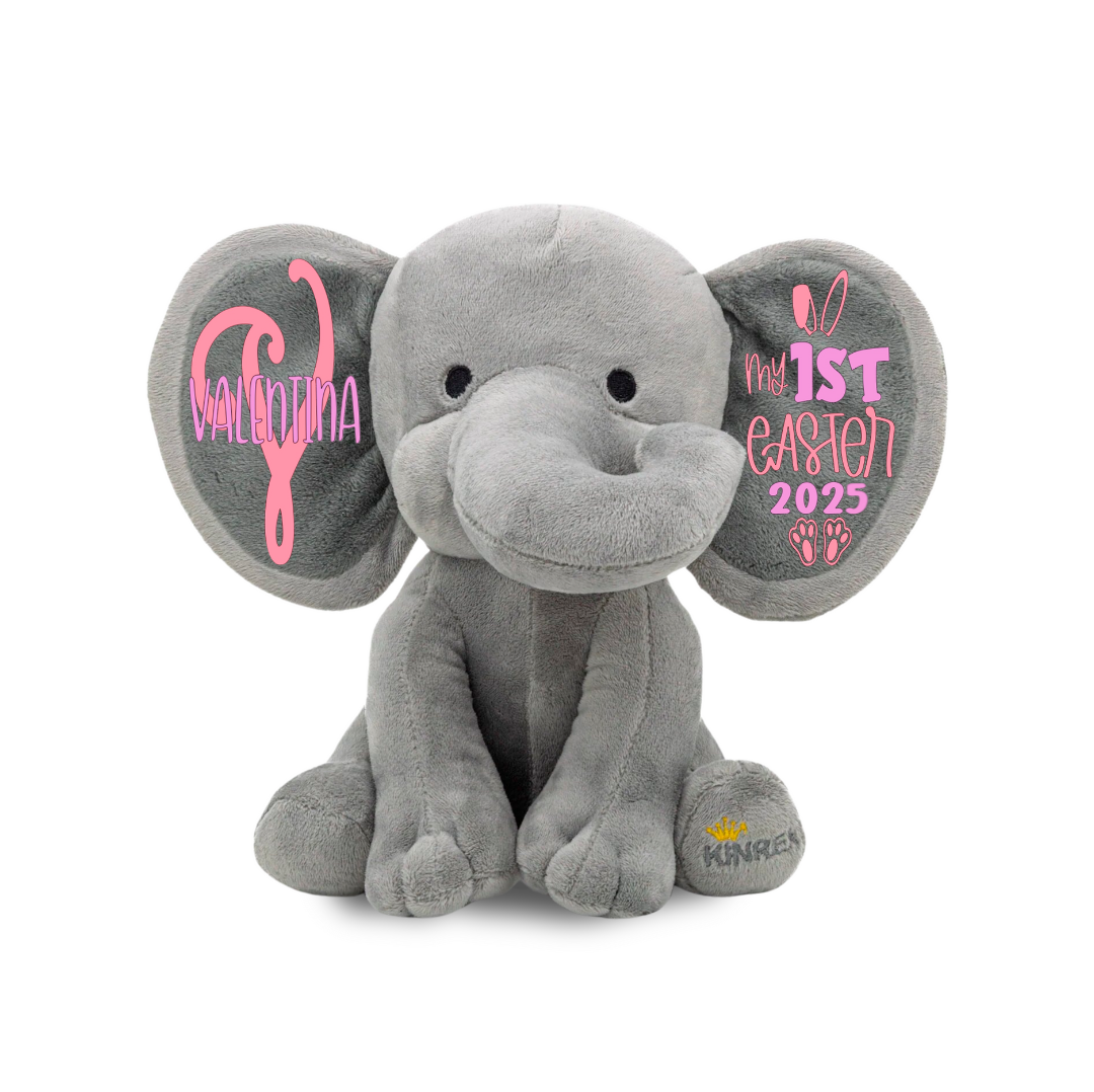 Personalized Elephant Stuffed Animal - My First Easter Elephant