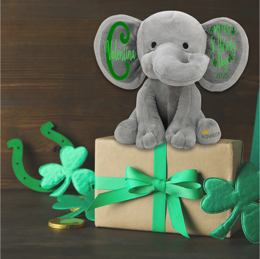 Personalized Elephant Stuffed Animal - My First St Patrick’s Day Elephant