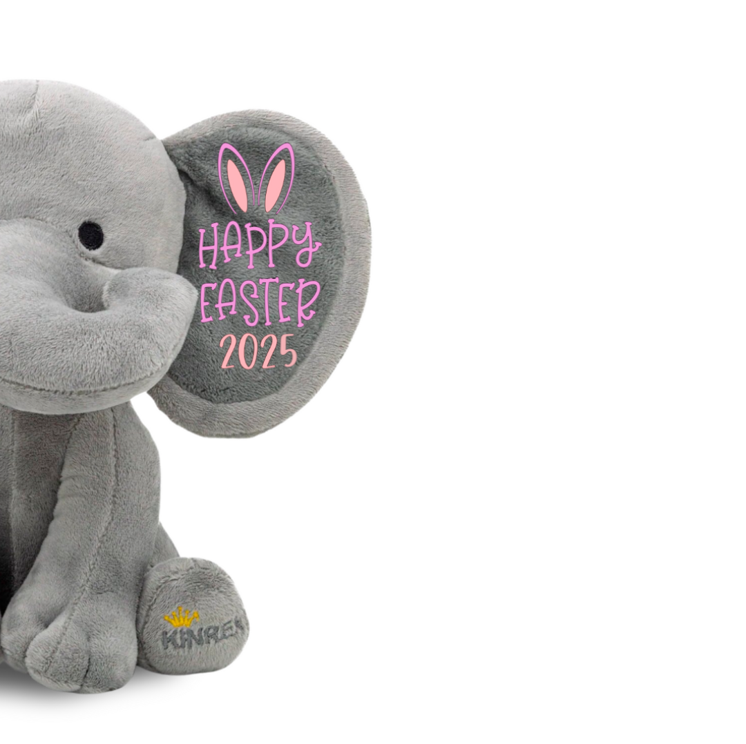 Personalized Elephant Stuffed Animal - Happy Easter Elephant