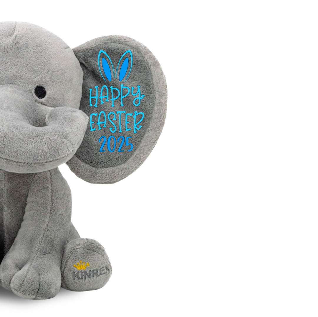 Personalized Elephant Stuffed Animal - Happy Easter Elephant